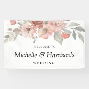 Elegant Blush Pink Floral Waterverf Wedding Spandoek