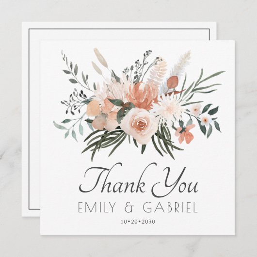 Elegant Blush Pink Floral Weddenschap Hartelijk da Bedankkaart (Voorkant / Achterkant)