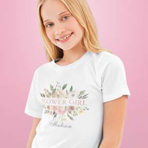 Elegant Blush Pink Floral Wedding Bloemenmeisje Ki T-shirt