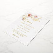 Elegant Blush Pink Floral Wedding Folie Folie Uitnodiging (Gedraaid)