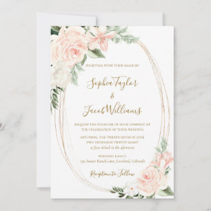 Elegant Blush Pink Floral Wedding Kaart