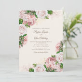 Elegant  Blush Pink Floral Wedding Kaart (Staand voorkant)