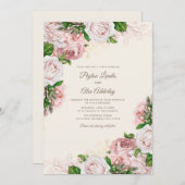 Elegant  Blush Pink Floral Wedding Kaart (Voorkant / Achterkant)