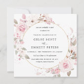 Elegant Blush Pink Floral Wedding Kaart (Voorkant)