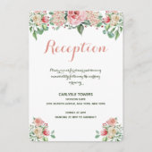 Elegant Blush Pink Floral Wedding Reception Informatiekaartje (Voorkant)