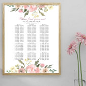Elegant Blush Pink Floral Wedding Seating Chart Poster