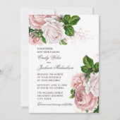 Elegant Blush Pink Floral Wedding Uitnodiging (Voorkant)
