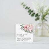 Elegant Blush Pink Florals QR Code Weddenschap RSV Informatiekaartje (Staand voorkant)