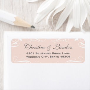 Elegant Blush Pink Flourish Wedding Return Address Etiket