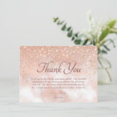 Elegant Blush Pink Glitter Sparkle Script Bedankt (Staand voorkant)