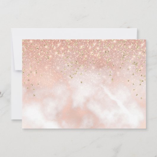 Elegant Blush Pink Glitter Sparkle Script Bedankt (Achterkant)