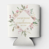 Elegant Blush Pink Gold Floral Garden Weddenschap Blikjeskoeler (Achterkant)