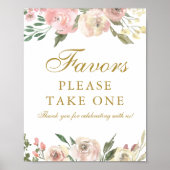 Elegant Blush Pink Gold Floral Weddenschappen Poster (Voorkant)