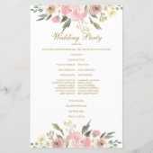 Elegant Blush Pink Gold Floral Wedding Programme (Achterkant)