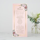 Élégant Blush Pink Gold Floral Wedding Programme (Debout devant)
