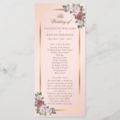 Elegant Blush Pink Gold Floral Wedding Programme Programma (Voorkant)