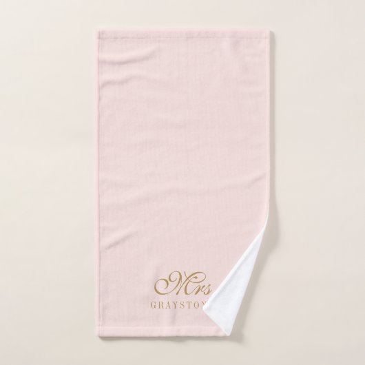 Elegant Blush Pink Gold Mrs Bath Towel Set Bad Handdoek (Handdoek)