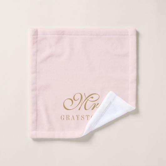 Elegant Blush Pink Gold Mrs Bath Towel Set Bad Handdoek (Wasdoekje)