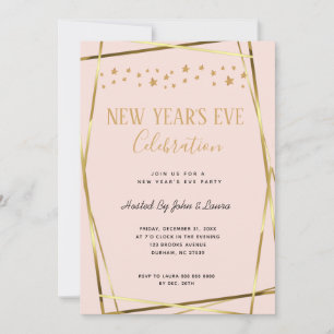 Elegant Blush Pink & Gold New Years Aankondiging