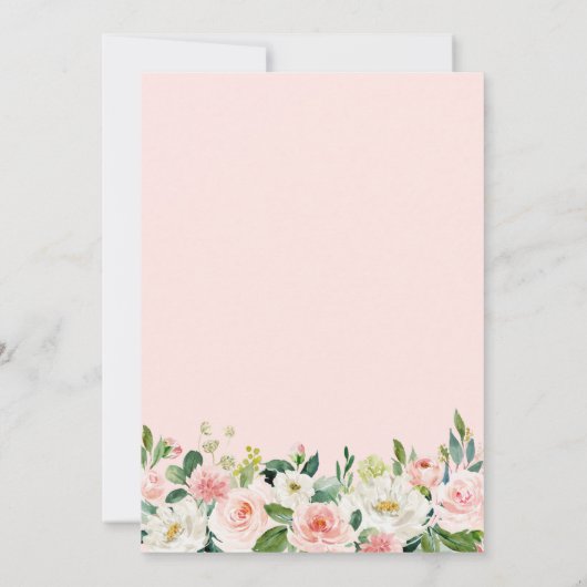 Elegant Blush Pink Green Gold Floral Quinceañera Kaart (Achterkant)