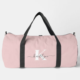Elegant Blush Pink Grey Script Monogram Plunjezak