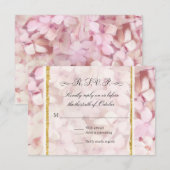 Elegant Blush Pink Hydrangea Modern Gold Glitter RSVP Kaartje (Voorkant / Achterkant)