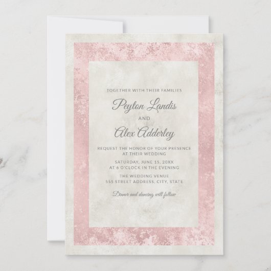 Elegant Blush Pink Ivory Cream Wedding Kaart (Voorkant)