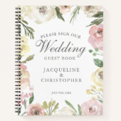 Élégant Blush Pink Ivory Floral Mariage Livre d'hô (Devant)