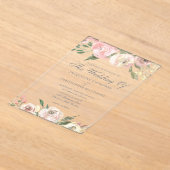 Elegant Blush Pink Ivory Floral Spring Wedding Acryl Uitnodigingen (Laagn)