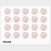 Elegant Blush Pink Marble Agate Beauty Lash Logo Ronde Sticker (Vel)