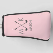 Elegant Blush Pink | Modern Golfer-monogram Golfheadcover (Voorkant)