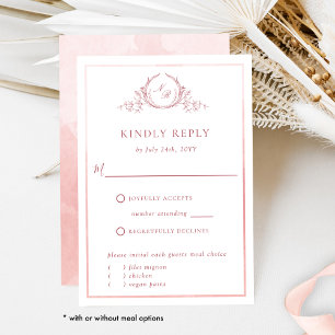 Elegant Blush Pink Monogram met Waterverf RSVP