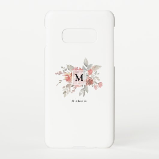 Elegant Blush Pink Monogram Samsung Galaxy Hoesje (Achterkant)