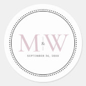 Elegant Blush Pink Monogram Weddenschap Ronde Sticker (Voorkant)