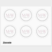 Elegant Blush Pink Monogram Weddenschap Ronde Sticker (Vel)