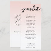 Elegant Blush Pink Nail Salon Price List Kaarten (Voorkant / Achterkant)