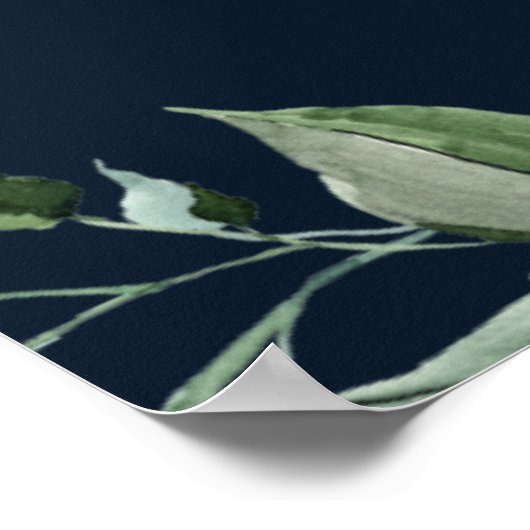 Elegant Blush Pink Navy Script Weddenschap Poster (Hoek)