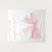 Elegant Blush Pink Pastel Bow Baby shower Wandkleed (Voorkant (horizontaal))