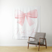 Elegant Blush Pink Pastel Bow Baby shower Wandkleed (In situ)