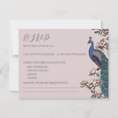 Elegant Blush Pink Pauw Response Kaart (Voorkant)