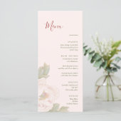 Elegant Blush Pink Peony Bloemen Party Menu Kaart (Staand voorkant)