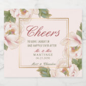 Elegant Blush Pink Peony Floral Wedding Sparkling Wijnetiket (Enkel label)