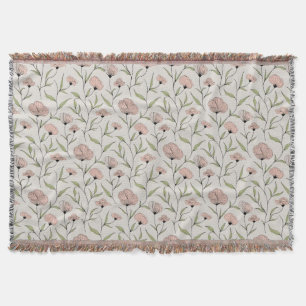 Elegant Blush Pink Poppies Bloemenpatroon Deken