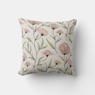 Elegant Blush Pink Poppies Bloemenpatroon Kussen