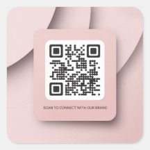 Elegant Blush Pink QR Code Sticker voor bedrijven