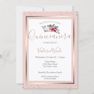Élégant Blush Pink Quinceanera Budget Invitation