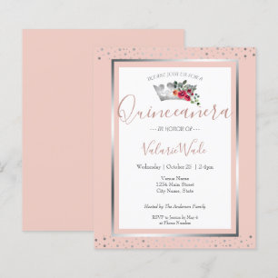 Elegant Blush Pink Quinceanera Budget Uitnodiging