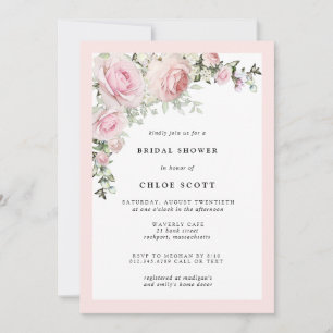 Elegant Blush Pink Rose Floral Baby shower Kaart