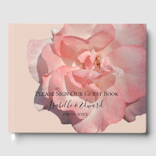 Elegant Blush Pink Rose Floral Wedding Reception Gastenboek (Voorkant)