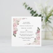 Elegant Blush Pink Rose Floral Wedding Uitnodiging (Staand voorkant)